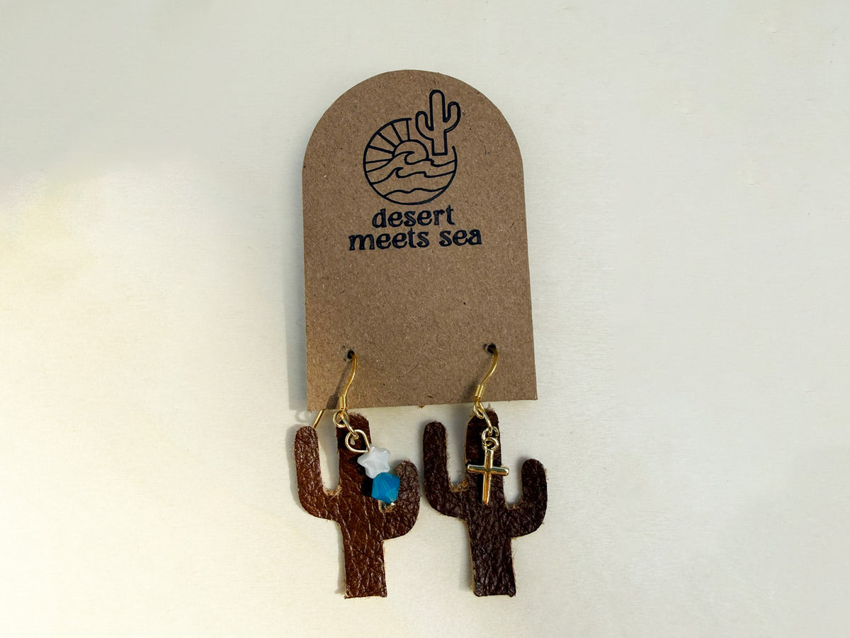 God’s Country Leather Cactus Earrings