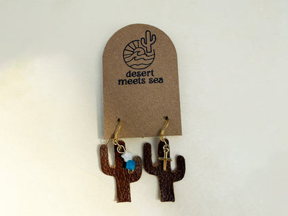 God’s Country Leather Cactus Earrings