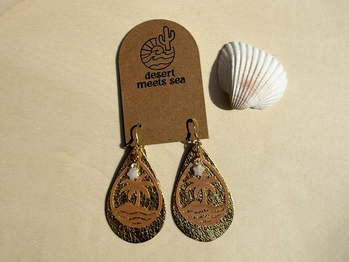 Island Star Gold Palm Tree Earrings