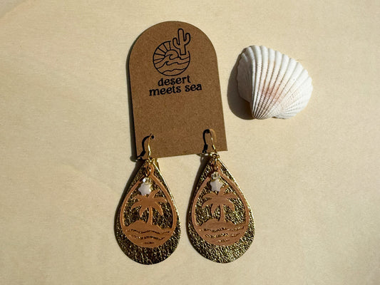 Island Star Gold Palm Tree Earrings