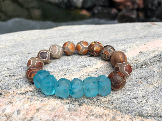 See Through The Blue Recycled Glass Bracelet